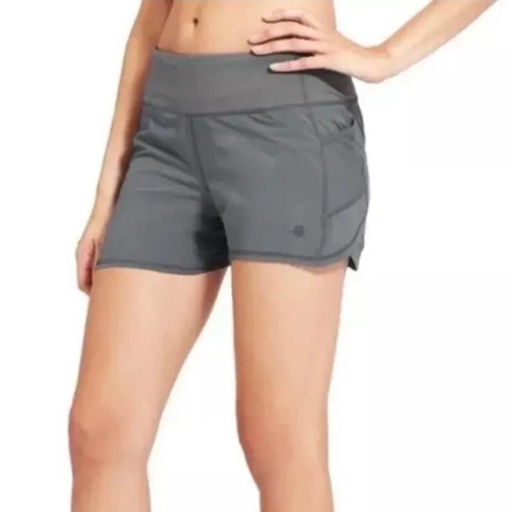 Athleta Reasy Set Go athletic running  shorts L gray lined